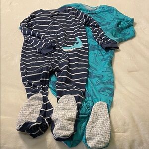 Carter's Navy and Aqua Kids Footies